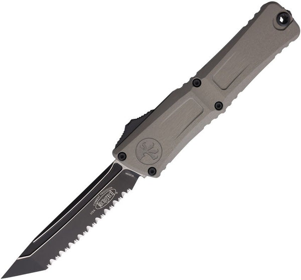Microtech Auto Combat Troodon T/E Gen III Gray Aluminum Two Tone Tanto F/Serrated Bohler M390MK