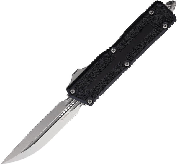 Microtech Auto Scarab II OTF Gen III Black Aluminum w Traction Insert Stonewash Bohler M390MK