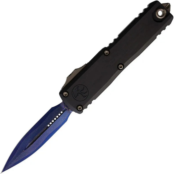 Microtech Auto UTX-85 Gen III Black Aluminum Blue Baker Forge Coppermai Damascus