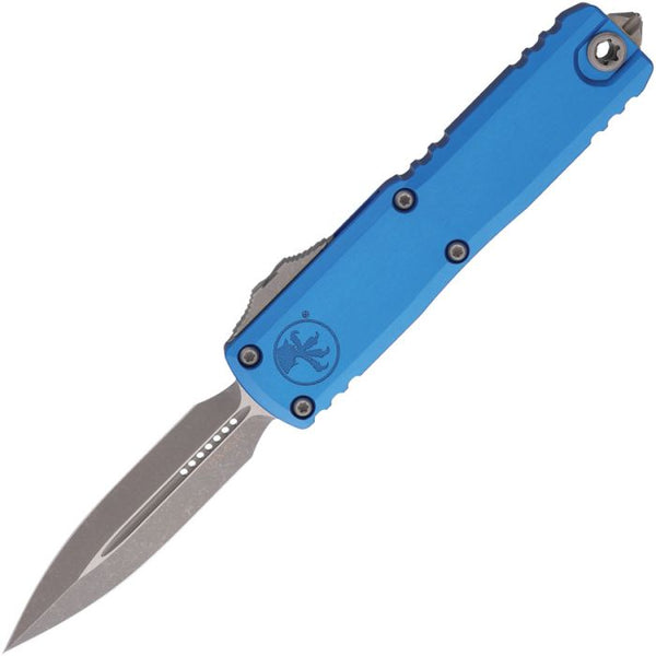 Microtech Auto UTX-85 Gen IV OTF Blue Aluminum Apocalyptic D/E Bohler M390MK