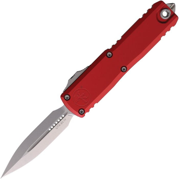 Microtech Auto UTX-85 Gen IV OTF Red Aluminum Stonewash D/E Bohler M390MK