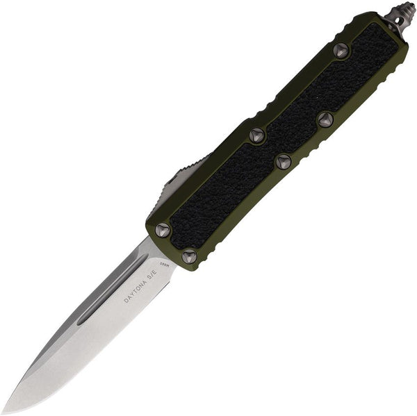 Microtech Auto Daytona OTF OD Green Aluminum w Traction Inlay Stonewash S/E Bohler M390