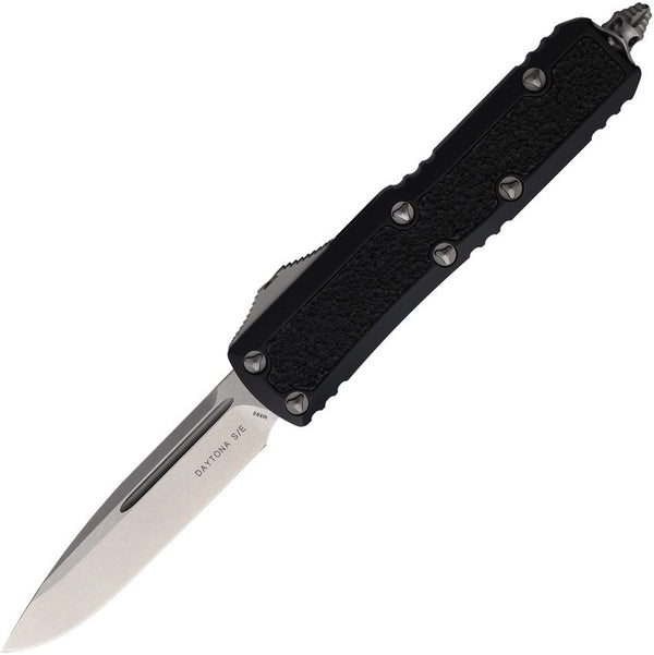 Microtech Auto Daytona OTF Black Aluminum w Traction Inlay Stonewash S/E Bohler M390