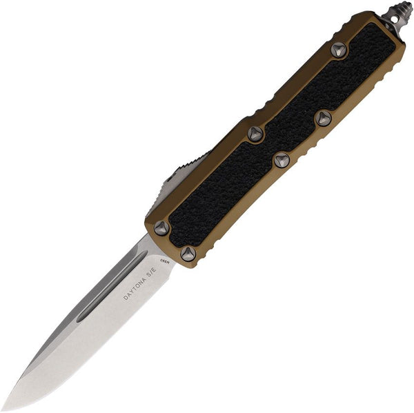 Microtech Auto Daytona OTF Tan Aluminum w Traction Inlay Stonewash S/E Bohler M390