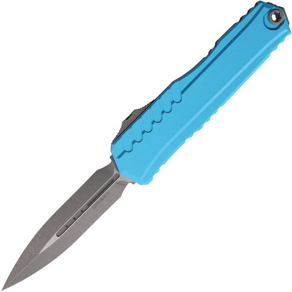 Microtech Auto Cypher II OTF Blue Aluminum Apocalyptic D/E Bohler M390MK