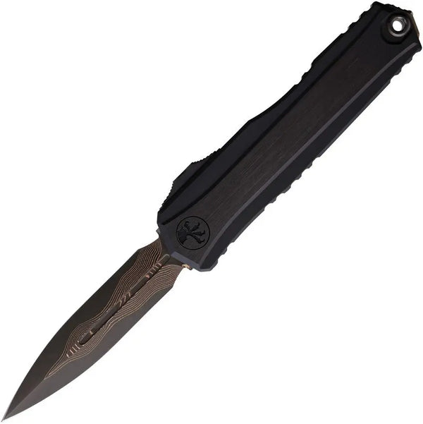 Microtech Auto Cypher II Select OTF Black Aluminum D/E Blue Baker Forge Coppermai Damascus