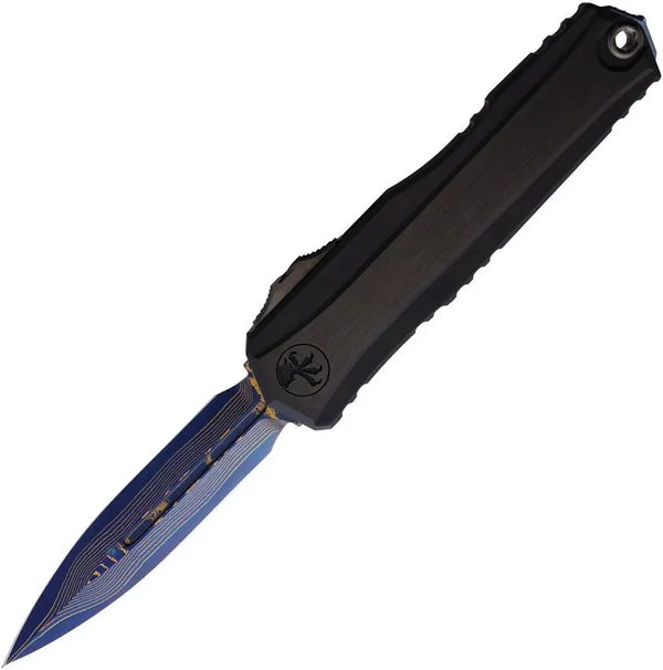 Microtech Auto Cypher II Select OTF Black Aluminum D/E Blue Baker Forge Coppermai Damascus