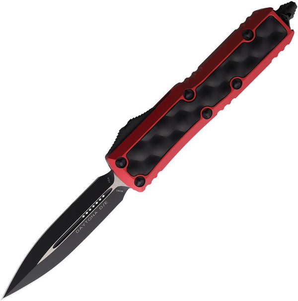 Microtech Auto Daytona OTF Red Aluminum w Black Bubbles Insert Two Tone D/E Bohler M390