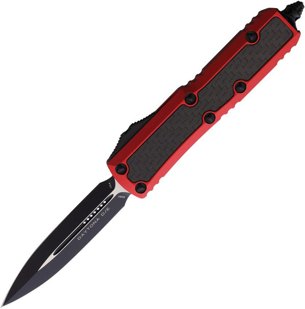 Microtech Auto Daytona OTF Red Aluminum w CF Inlay Two Tone D/E Bohler M390