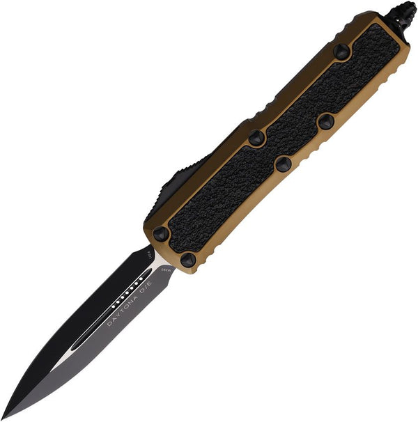 Microtech Auto Daytona OTF Tan Aluminum w Black Traction D/E Two Tone Bohler M390