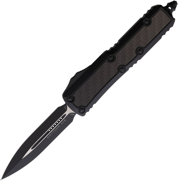 Microtech Auto Daytona OTF Black Aluminum w Carbon Fiber Inlay Two Tone D/E Bohler M390