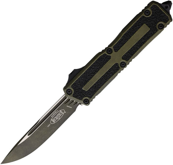 Microtech Auto Scarab II OTF S/E Gen III Weathered Grenade Green Aluminum w Black Traction Bohler M390MK