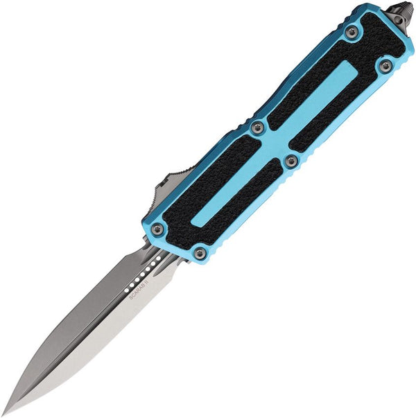 Microtech Auto Scarab II OTF Gen III Turquoise Aluminum w Black Traction Insert Stonewash D/E Bohler M390MK