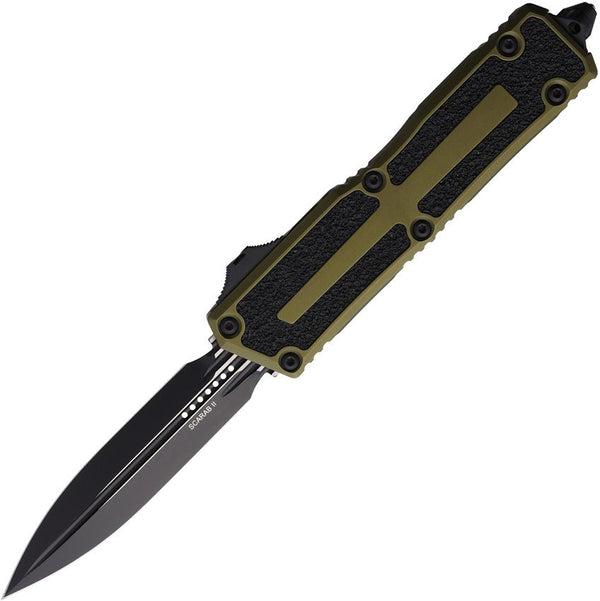 Microtech Auto Scarab II OTF Gen III OD Green Aluminum w Black Traction Two Tone D/E Bohler M390MK
