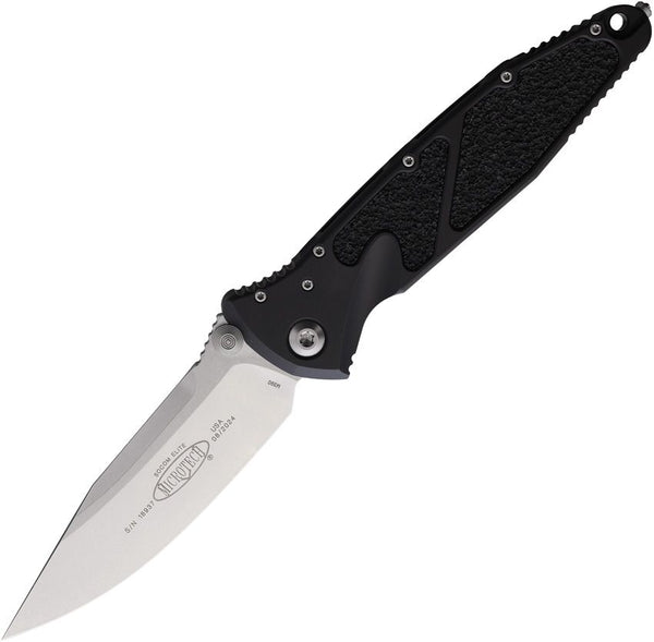 Microtech Socom Elite S\E Linerlock Black Aluminum w Traction Inlay Stonewash Bohler M390