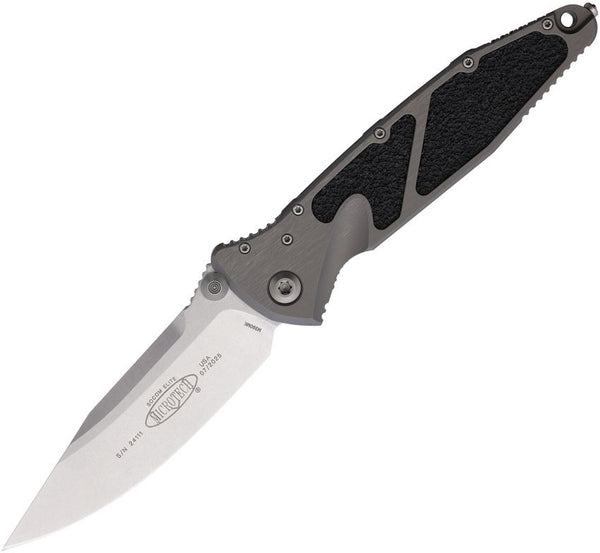Microtech Socom Elite S\E Linerlock Natural Clear Aluminum w Black Traction Inlay Stonewash Bohler M390MK