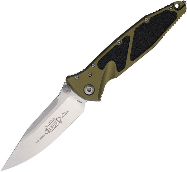 Microtech Socom Elite S\E Linerlock OD Green Aluminum w Black Traction Inlay Stonewash Bohler M390