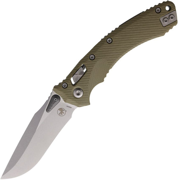 Microtech Amphibian S/E Ram-Lok OD Green Fluted G10 Stonewash Bohler M390MK