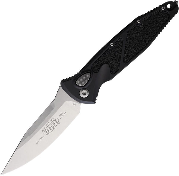 Microtech Auto Socom Elite Buttonlock Black Aluminum w Traction Inlay Stonewash Bohler M390