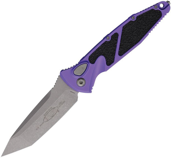 Microtech Auto Socom Elite Buttonlock Purple Aluminum w Black Traction Insert Apocalyptic Tanto Bohler M30MK