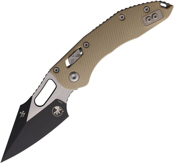 Microtech Stitch S/E Ram Lok Tan Fluted G10 Two Tone Wharncliffe Bohler M390MK