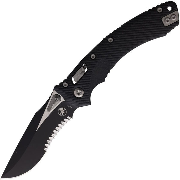 Microtech Amphibian S/E Ram-Lok Black Fluted G10 Two Tone P/Serrated Bohler M390MK