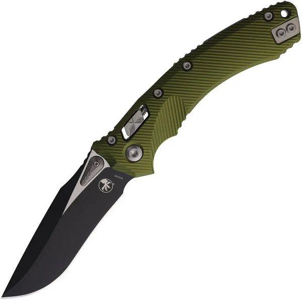 Microtech Amphibian S/E Ram-Lok OD Green Fluted Aluminum Two Tone Bohler M390MK