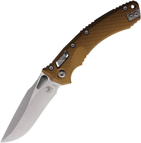 Microtech Amphibian S/E Ram-Lok Tan Fluted Aluminum Stonewash Bohler M390MK