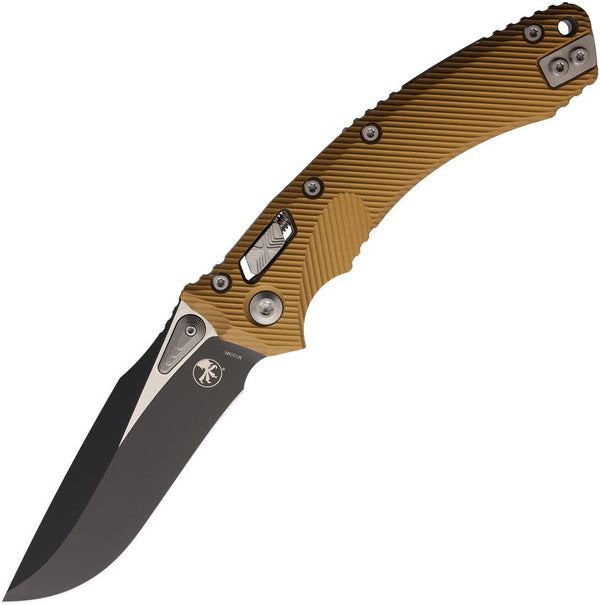 Microtech Amphibian S/E Ram-Lok Tan Fluted Aluminum Two Tone Bohler M390MK