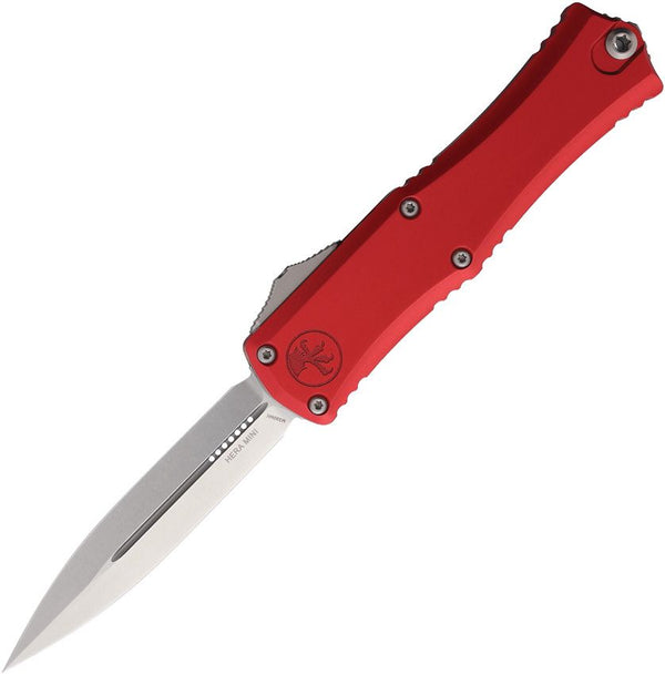 Microtech Auto Hera II Mini OTF Red Aluminum Stonewash D/E Bohler M390MK