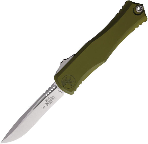 Microtech Auto Hera II OTF OD Green Aluminum Stonewash Recurve Bohler M390MK