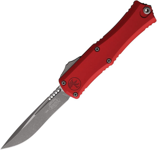 Microtech Auto Hera II Mini OTF Red Anodized Aluminum Apocalyptic Recurve Bohler M390MK