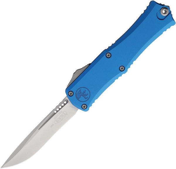 Microtech Auto Hera II Mini OTF Blue Anodized Aluminum Stonewash Recurve Bohler M390MK