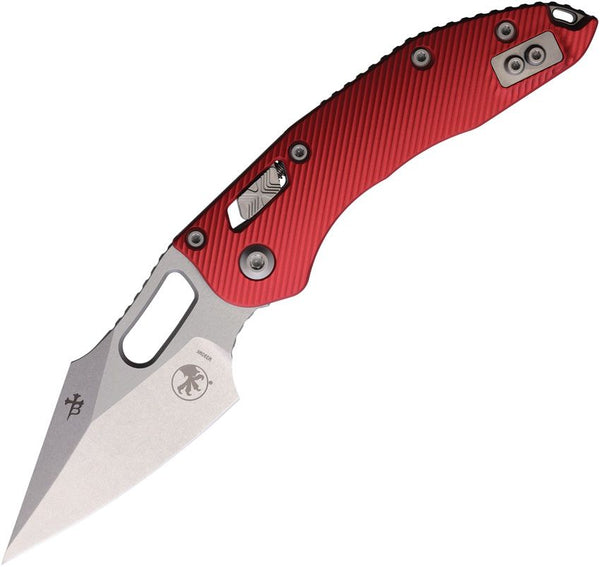 Microtech Stitch S/E Ram Lok Red Fluted Aluminum Stonewash Wharncliffe Bohler M390MK