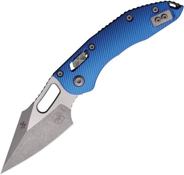 Microtech Stitch S/E Ram Lok Blue Fluted Aluminum Stonewash Wharncliffe Bohler M390MK