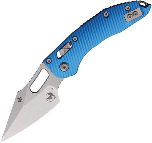 Microtech Stitch S/E Ram Lok Blue Fluted Aluminum Stonewash Wharncliffe Bohler M390MK
