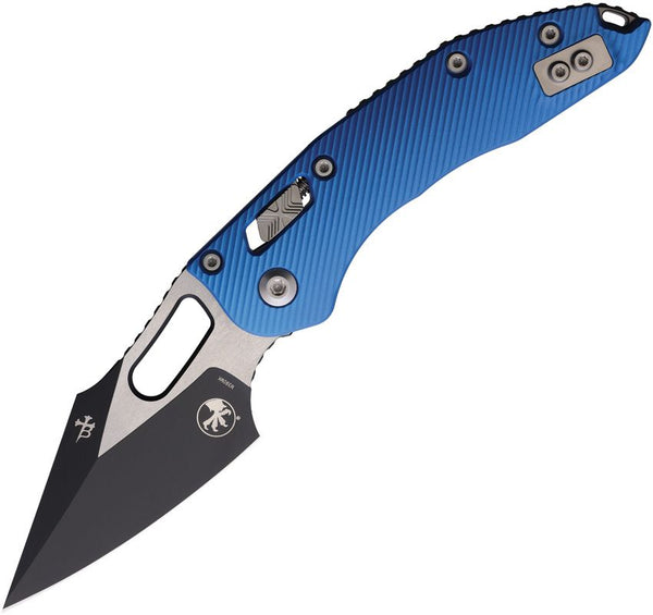Microtech Stitch S/E Ram Lok Blue Fluted Aluminum Two Tone Wharncliffe Bohler M390MK