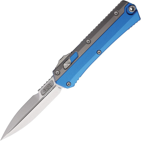 Microtech Auto Glykon OTF Apocalyptic & Blue Aluminum Stonewash Bayonet Bohler M390