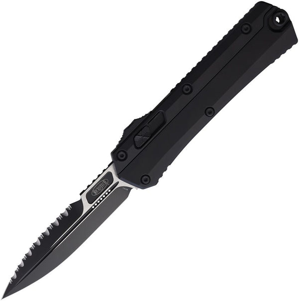 Microtech Auto Glykon OTF Black Aluminum Two Tone P/Serrated Bayonet Bohler M390