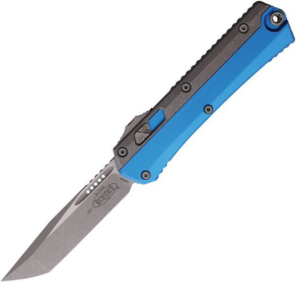 Microtech Auto Glykon T/E OTF Blue & Apo Aluminum Apocalyptic Tanto Bohler M390MK