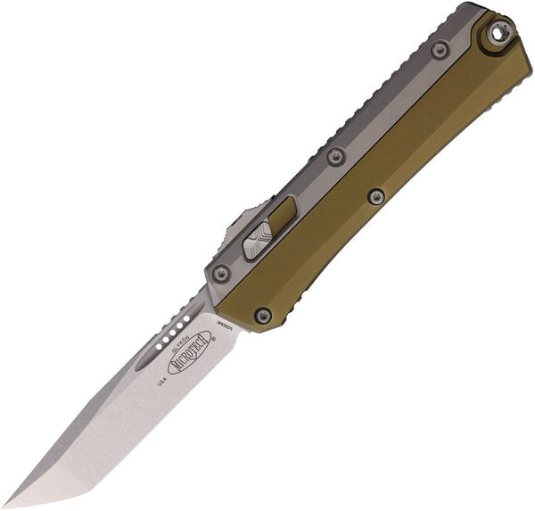Microtech Auto Glykon T/E OTF OD Green & SW Aluminum Stonewash Tanto Bohler M390MK