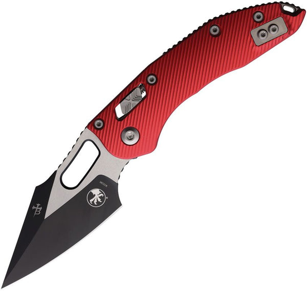 Microtech Stitch S/E Ram Lok Red Fluted Aluminum Two Tone Wharncliffe Bohler M390MK