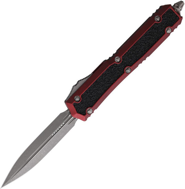 Microtech Auto Makora D/E OTF Weathered Red Aluminum w Black Textured Insert Apocalyptic Bohler M390
