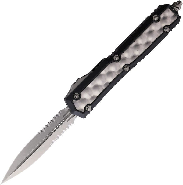 Microtech Auto Makora D/E OTF  Black Aluminum w Gray Bubbles Insert Stonewash P/S Bohler M390