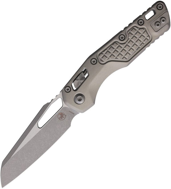 Microtech MSI Ram-Lok Tri Grip Gray Frag Pattern Aluminum Apocalyptic Sheepsfoot Bohler M390MK