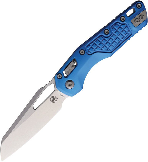 Microtech MSI Ram-Lok SW Frag Blue Frag Pattern Aluminum Stonewash Sheepsfoot Bohler M390MK