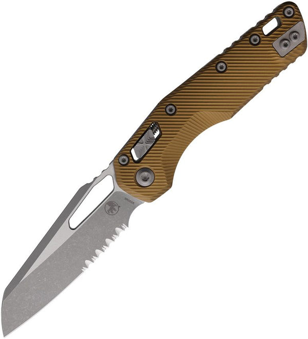 Microtech MSI Ram-Lok AP Fluted Tan Aluminum Apocalyptic Sheepsfoot P/Serrated Bohler M390MK
