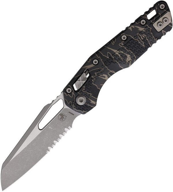 Microtech MSI Ram-Lok Tri Grip Tiger Stripe Camo Apocalyptic P/Serrated Bohler M390MK