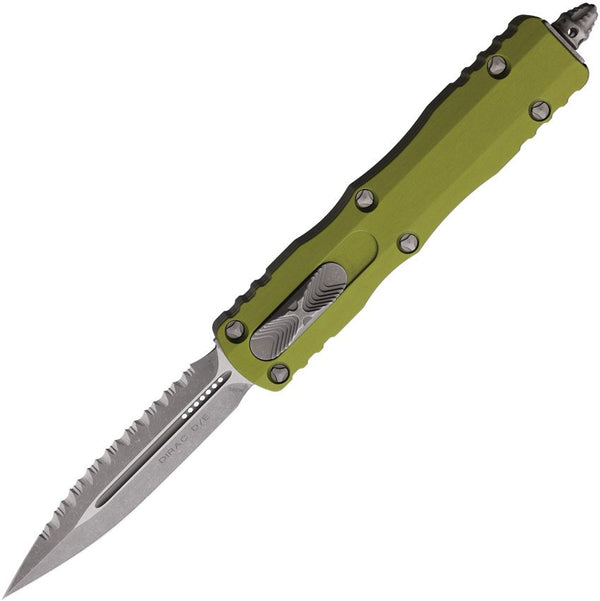 Microtech Auto Dirac D/E OTF OD Green Aluminum Apocalyptic Serrated Bohler M390