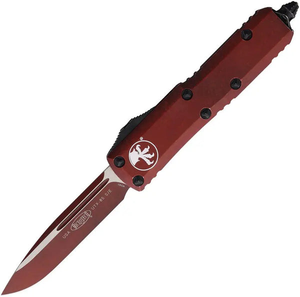 Microtech Auto UTX-85 OTF Weathered Crimson Aluminum S/E Bohler M390